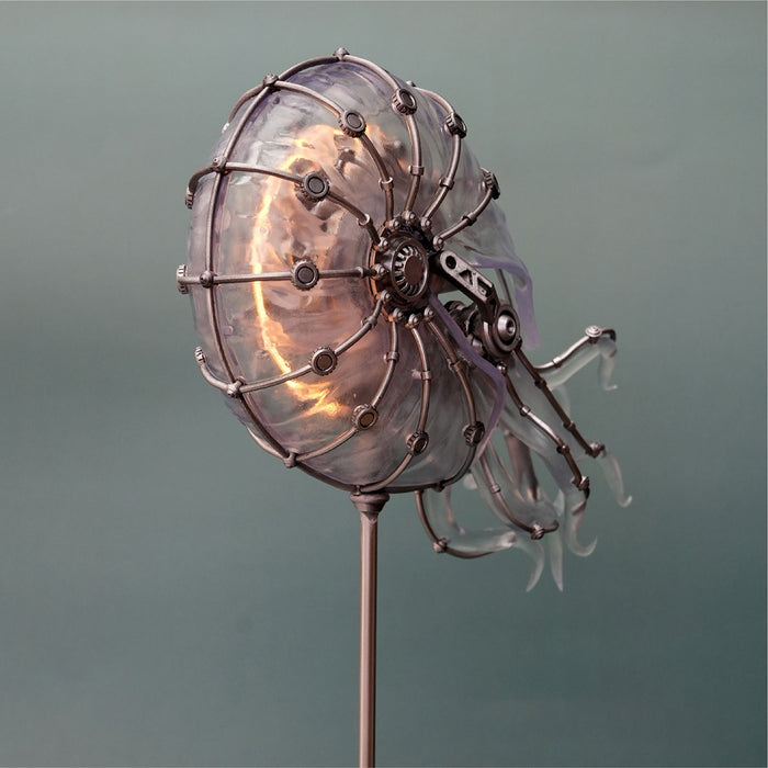 Steampunk Mechanical Nautilus LED Light Ocean Creature Art Display Desktop Decoration