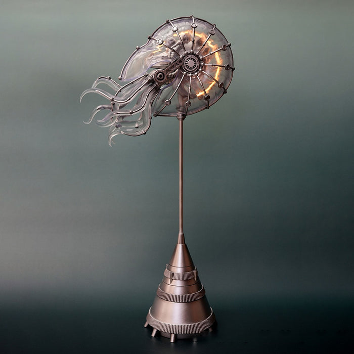 Steampunk Mechanical Nautilus LED Light Ocean Creature Art Display Desktop Decoration