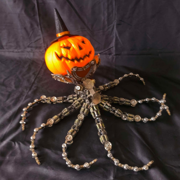 Steampunk Mechanical Octopus 3D Metal Model Kit Pumpkin Head Halloween Decoration 2400+PCS