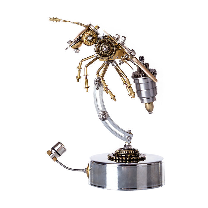 Steampunk Metal Brass Wasp Bug Model  Insect with Light Handmade Assembly Crafts