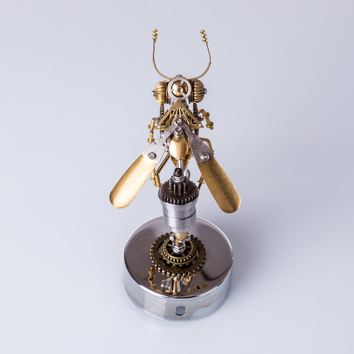 Steampunk Metal Brass Wasp Bug Model  Insect with Light Handmade Assembly Crafts