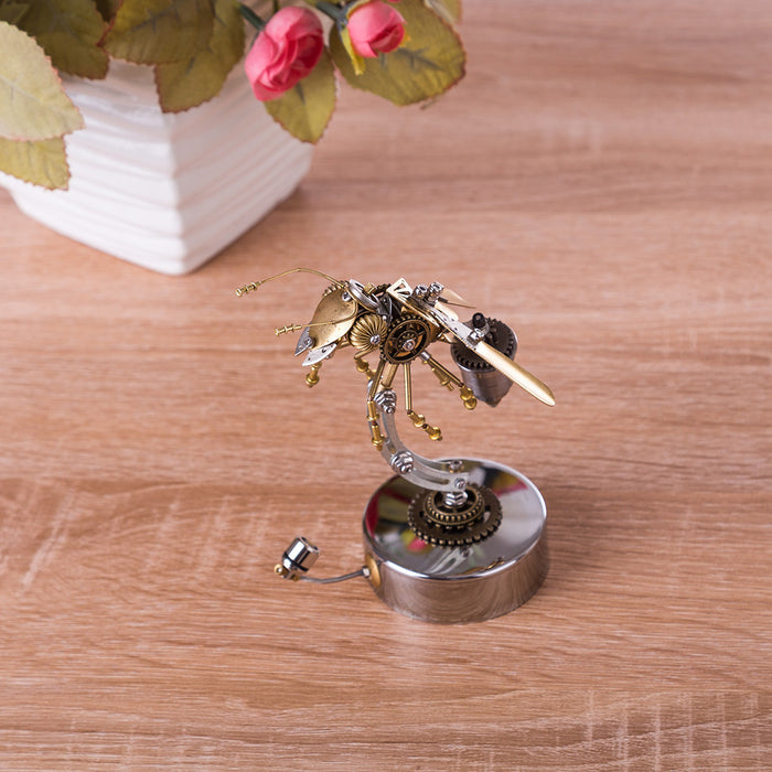 Steampunk Metal Brass Wasp Bug Model  Insect with Light Handmade Assembly Crafts