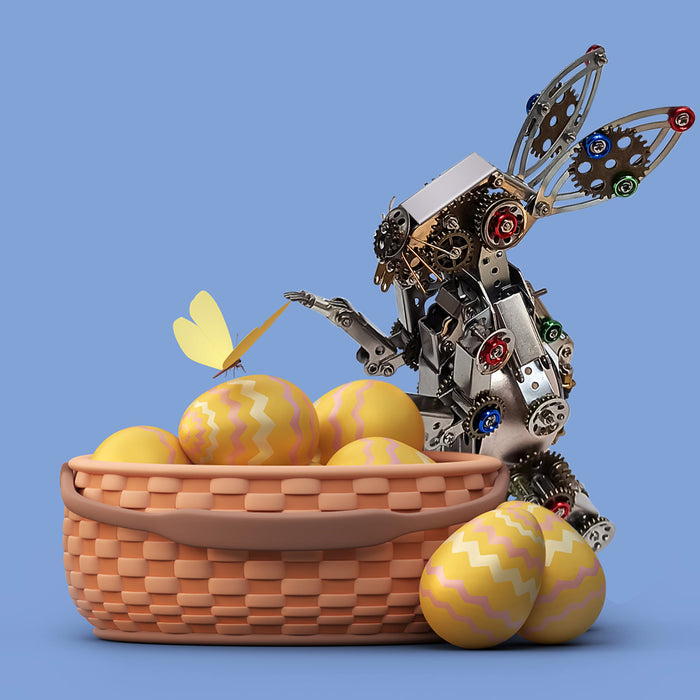 Steampunk Metal Bunny Model DIY Kits with Speaker