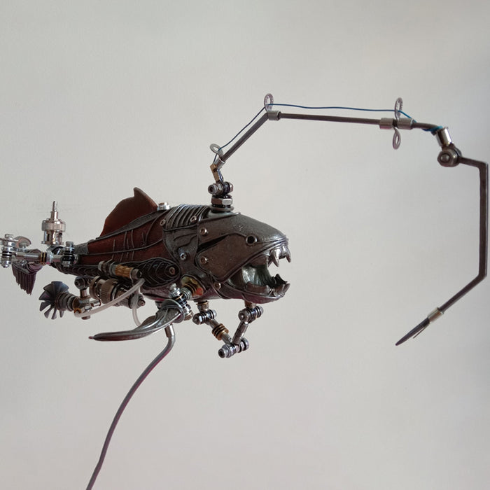 Steampunk Metal Dunkleosteus Terrelli Antique Red Fish Assembled Model Kit Handmade Sculpture