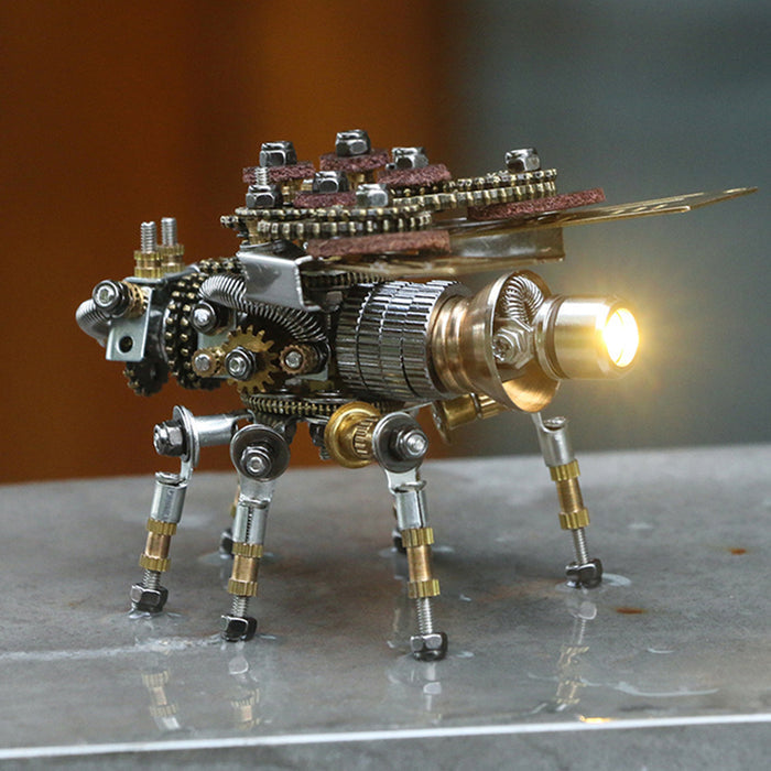 Steampunk Metal Fire Fly Insect Bugs Puzzle DIY Model Kit with Display Base
