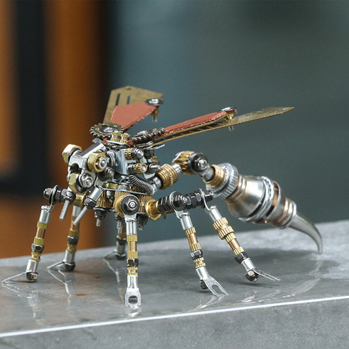 Steampunk Metal Fire Fly Insect Bugs Puzzle DIY Model Kit with Display Base