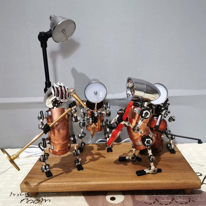 Steampunk Metal Model Robot Basketball Player Brooke Fence Head Night Light Edition