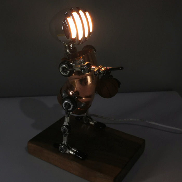 Steampunk Metal Model Robot Basketball Player Brooke Fence Head Night Light Edition