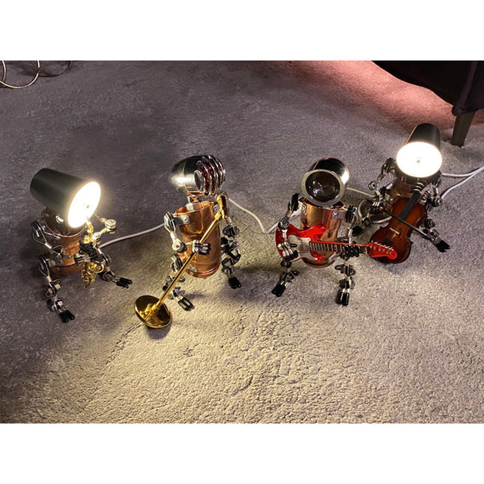 Steampunk Metal Model Robot Table Tennis Player David Night Light Edition