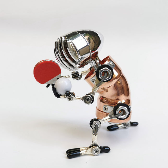 Steampunk Metal Model Robot Table Tennis Player David Night Light Edition