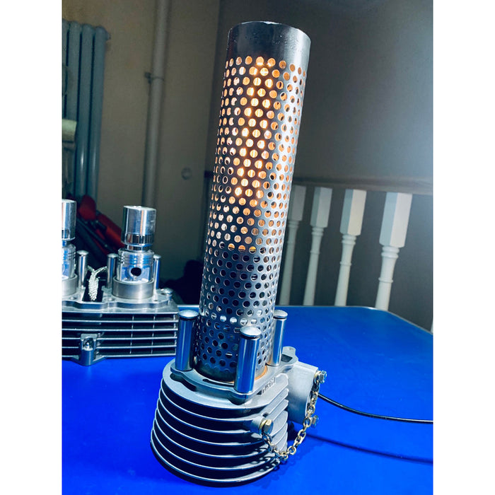 Steampunk Metal Modified Silver Single Cylinder Chimney Shape Industrial Style Table Lamp