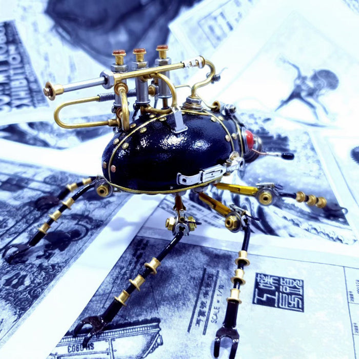 Steampunk Metal Red-Eye Small Scarab Bug Insect Sculptures Model Kits