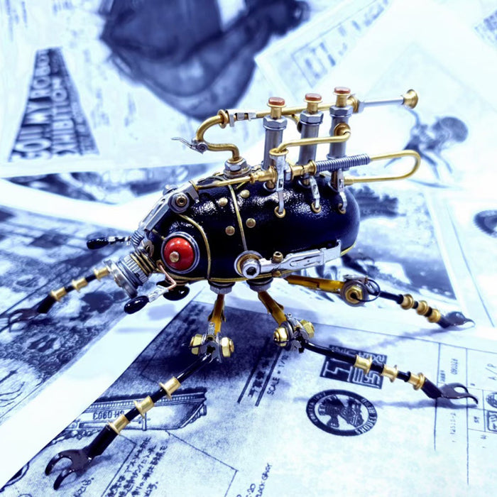 Steampunk Metal Red-Eye Small Scarab Bug Insect Sculptures Model Kits