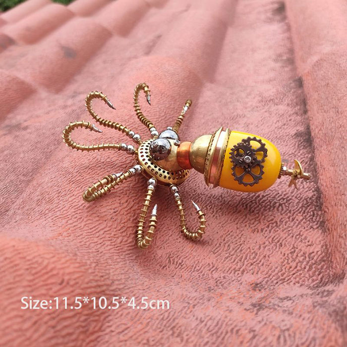 Steampunk Metal Yellow Cuttloefish Model