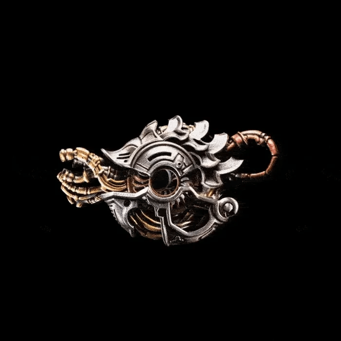 Steampunk Nautilus Pendant with Swappable Crystal Core Mechanical Jewelry