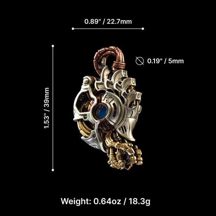 Steampunk Nautilus Pendant with Swappable Crystal Core Mechanical Jewelry