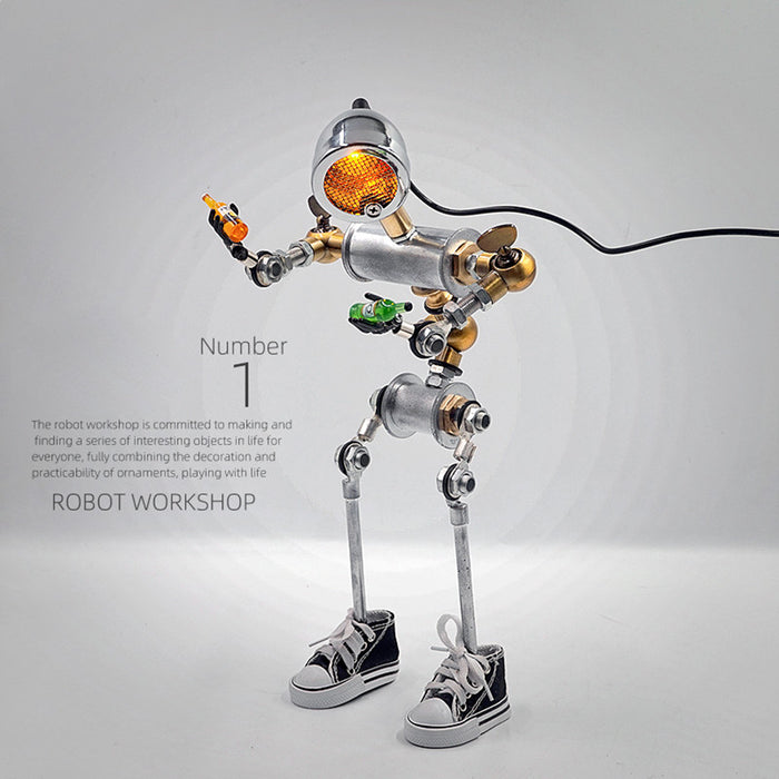 Steampunk No.01 Metal Robot Desk Lamp Robot Iron Head