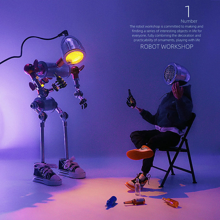 Steampunk No.01 Metal Robot Desk Lamp Robot Iron Head