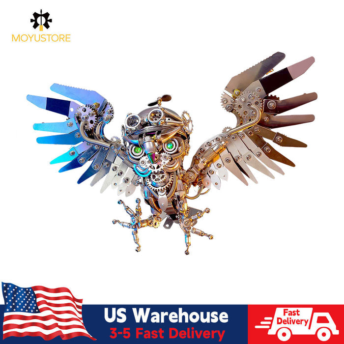 Steampunk Owl with Goggles DIY 3D Metal Animal Model Kits 700+PCS Difficult Puzzle