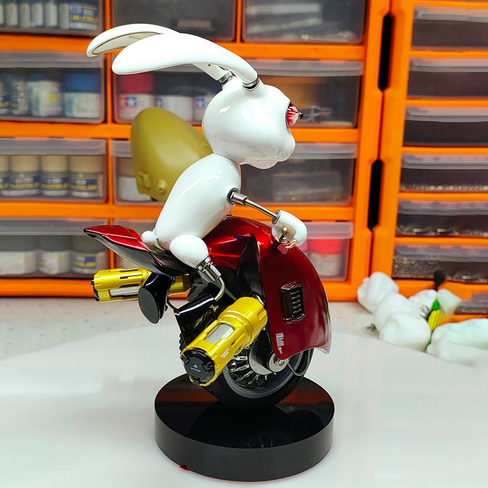 Steampunk Rabbit Motorcyclist Metal Art Model