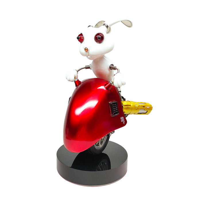 Steampunk Rabbit Motorcyclist Metal Art Model