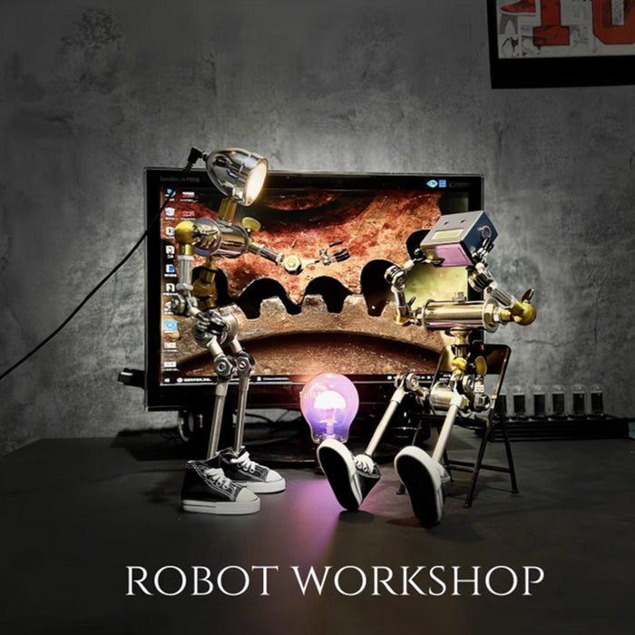Steampunk Robot Desk Lamp with Movable Joints