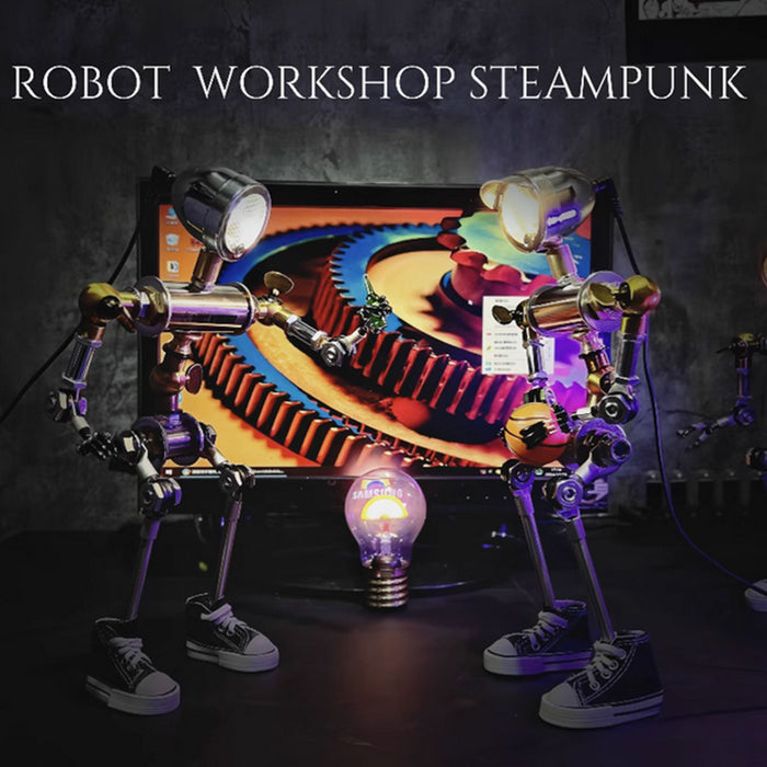 Steampunk Robot Desk Lamp with Movable Joints