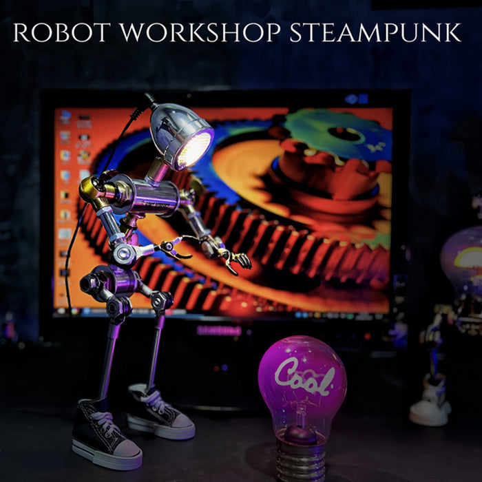 Steampunk Robot Desk Lamp with Movable Joints