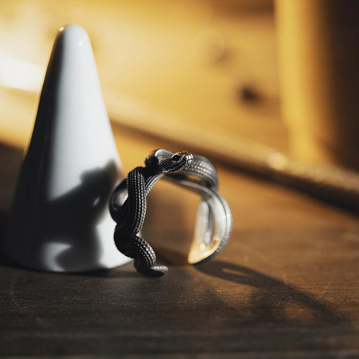 Steampunk Silver Viper Ring