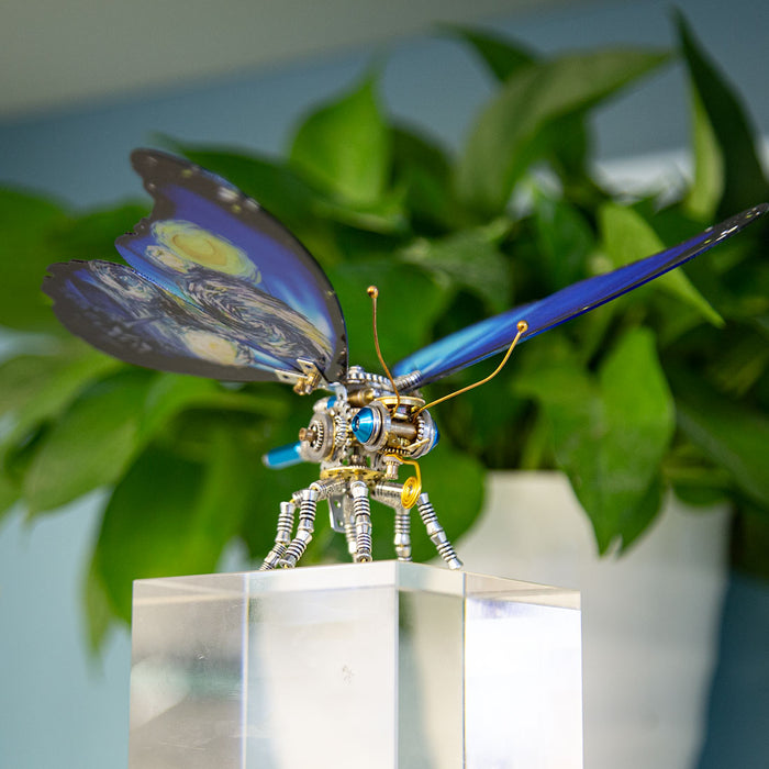 Steampunk Starry Night Blue Morpho Butterfly Metal Model DIY Kits
