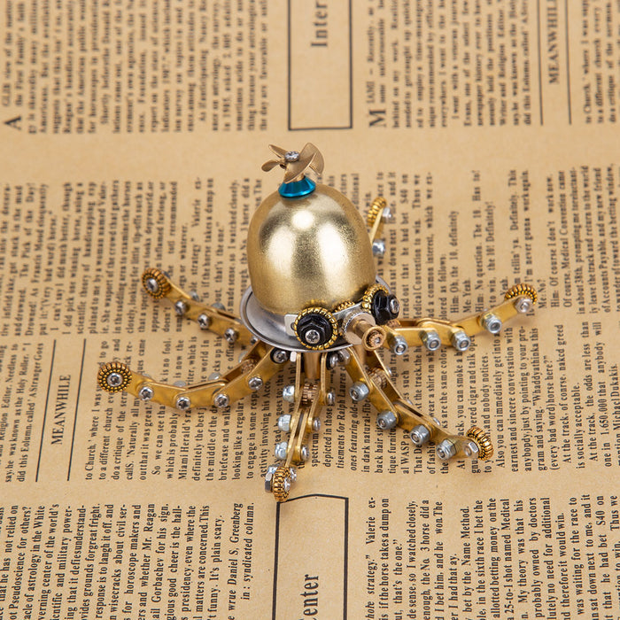 Steampunk Tiny Octopus in Goggles 3D Metal Model Kits for Kids