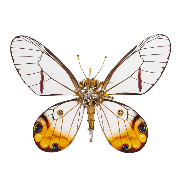 Steampunk Yellow-White Butterfly 3D Metal Puzzle DIY Kits