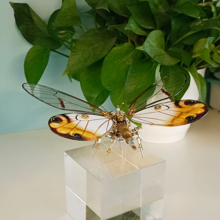 Steampunk Yellow-White Butterfly 3D Metal Puzzle DIY Kits