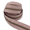 Strawberry Mocha  | #5 Antique Gold Zipper by the Yard - 3 Yard Singles