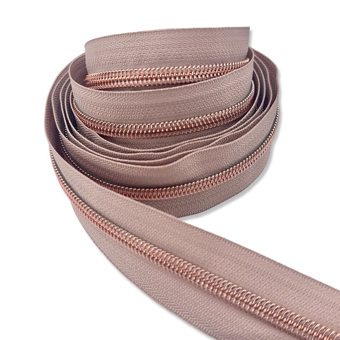 Strawberry Mocha  | #5 Rose Gold Zipper by the Yard - 3 Yard Singles