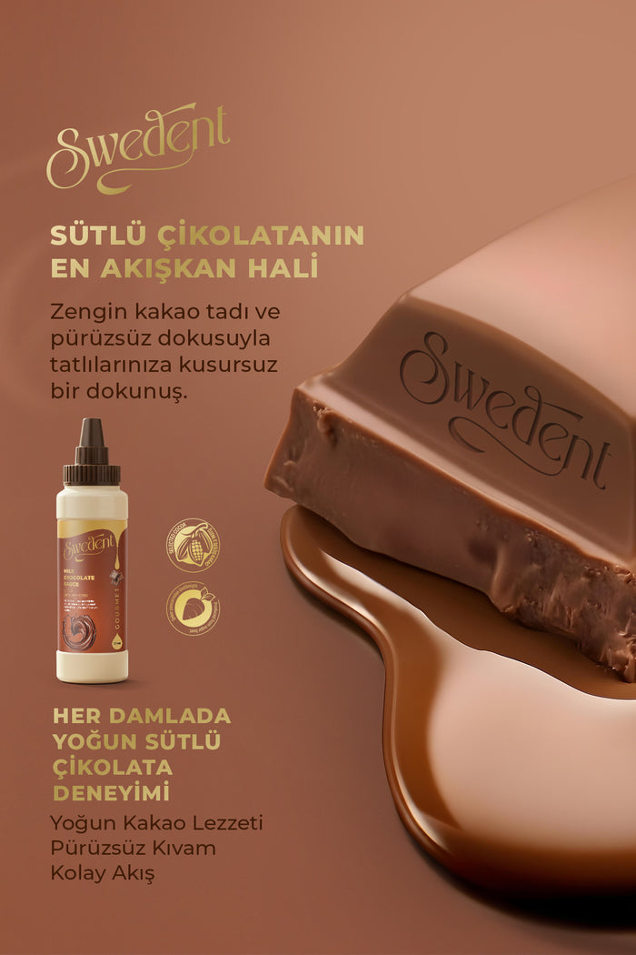 Swedent Gurme Series Milk Chocolate Sauce offers a rich and smooth texture with a perfectly flowing consistency.