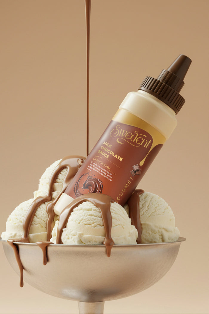 Swedent Gurme Series Milk Chocolate Sauce offers a rich and smooth texture with a perfectly flowing consistency.