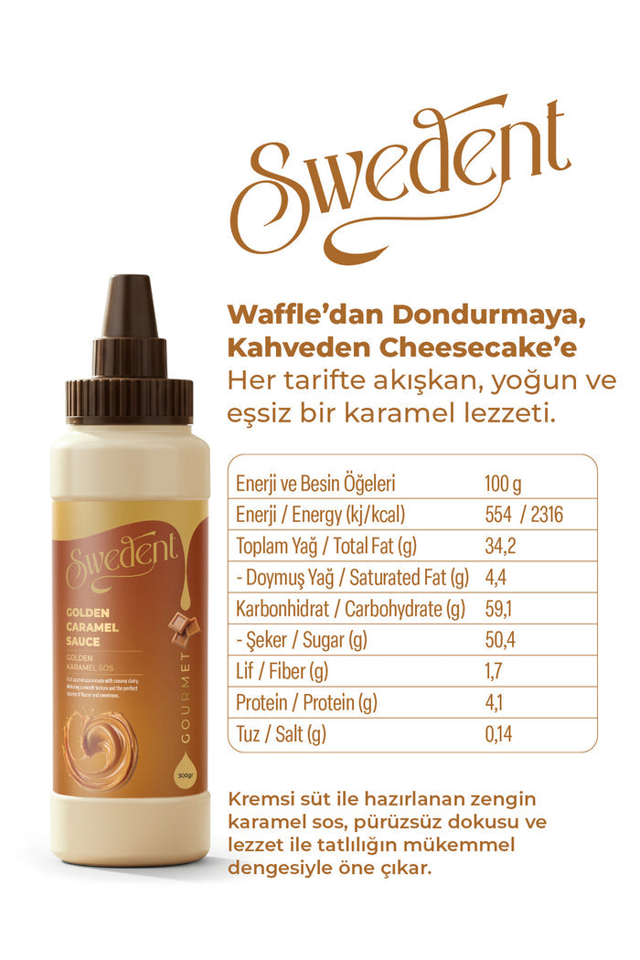 Add a rich finishing touch to your favorite desserts with Swedent Gurme Serisi Caramel Sauce.