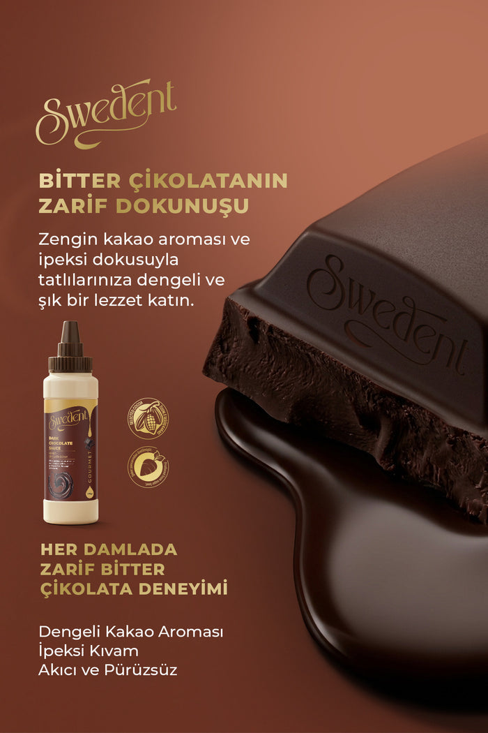 Experience the rich taste of real cocoa with Swedent Gurme Serisi Dark Chocolate Sauce.