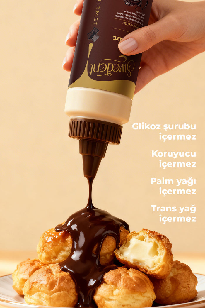 Experience the rich taste of real cocoa with Swedent Gurme Serisi Dark Chocolate Sauce.