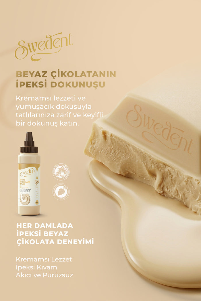 Swedent Gurme Serisi White Chocolate Sauce brings a smooth, creamy touch to your favorite desserts.