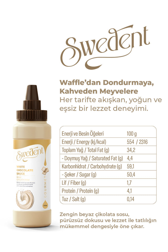 Swedent Gurme Serisi White Chocolate Sauce brings a smooth, creamy touch to your favorite desserts.