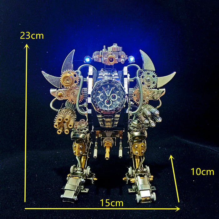 Taurus Robot Watch Stand Holder 3D Assembly Metal Fighting Mecha Action Figure for Clock Collector