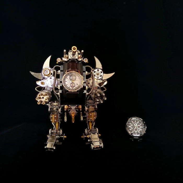 Taurus Robot Watch Stand Holder 3D Assembly Metal Fighting Mecha Action Figure for Clock Collector