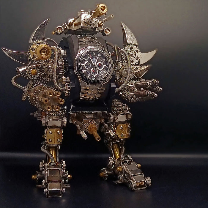 Taurus Robot Watch Stand Holder 3D Assembly Metal Fighting Mecha Action Figure for Clock Collector