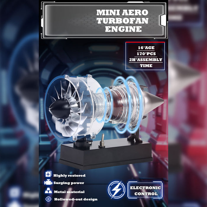 TECHING DM122 DIY Metal Turbofan Engine Model Building Kits 170PCS+ Pocket Size