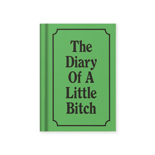 Green mini notebook titled 'The Diary Of A Little Bitch' on a white background.