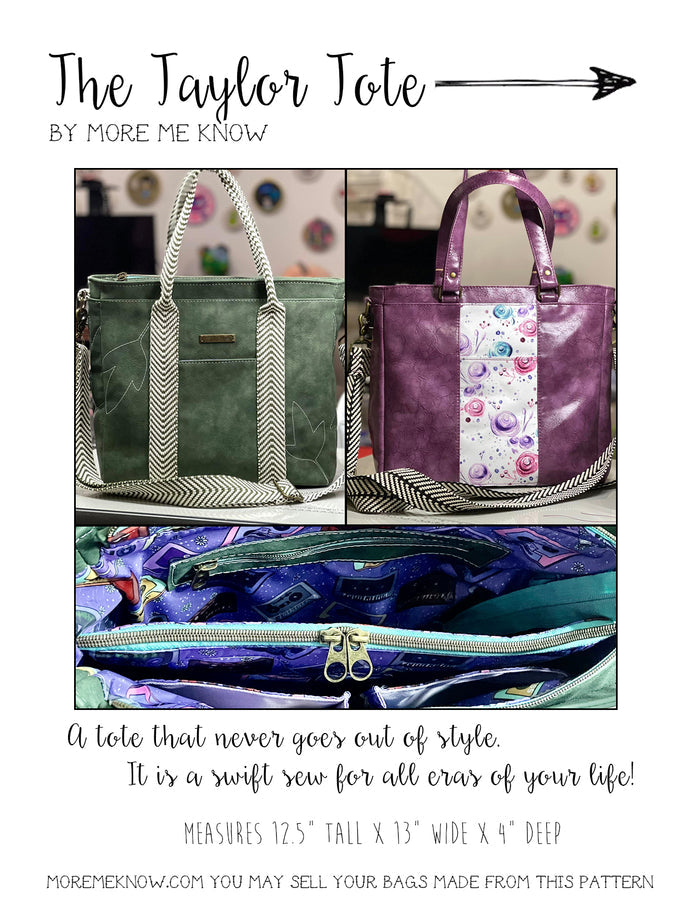 The Taylor Tote Bag - PDF Download ONLY Sewing Pattern