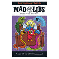 Front cover of the 'Total Nightmare Mad Libs' word game book, featuring a purple background with a colorful cartoon illustration of monsters and a bed, and black title bars at the top and bottom.