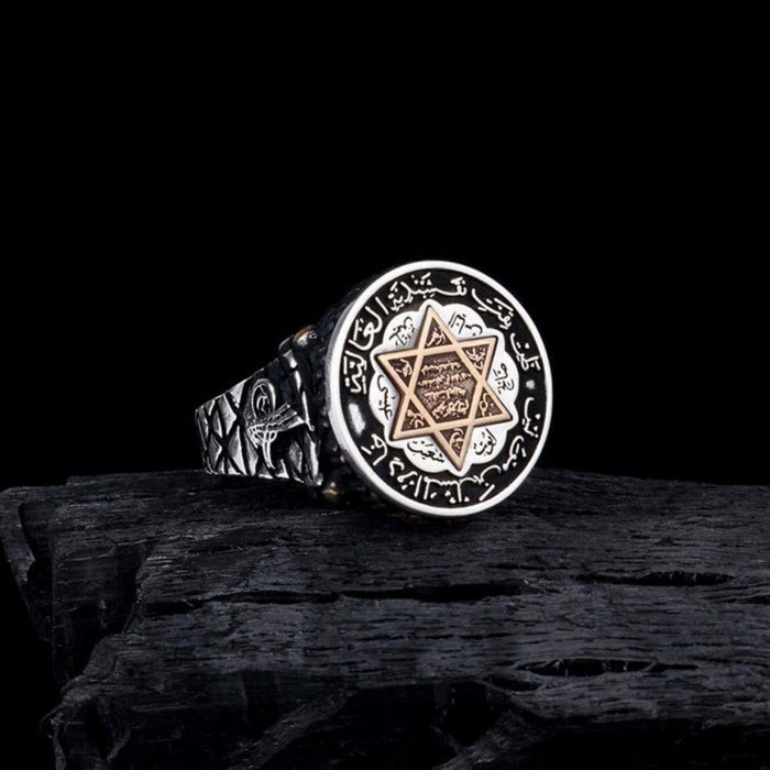 Turkish Silver Ring Suleyman Seal Tugra Design is a bold expression of heritage and craftsmanship inspired by the grandeur of the Ottoman era.